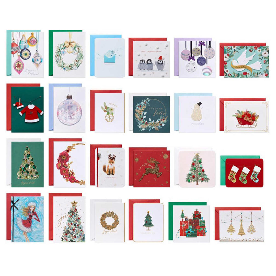 Papyrus Hand-Crafted Greeting Cards with Keepsake Box - Holiday Card Collection - 24-Pack