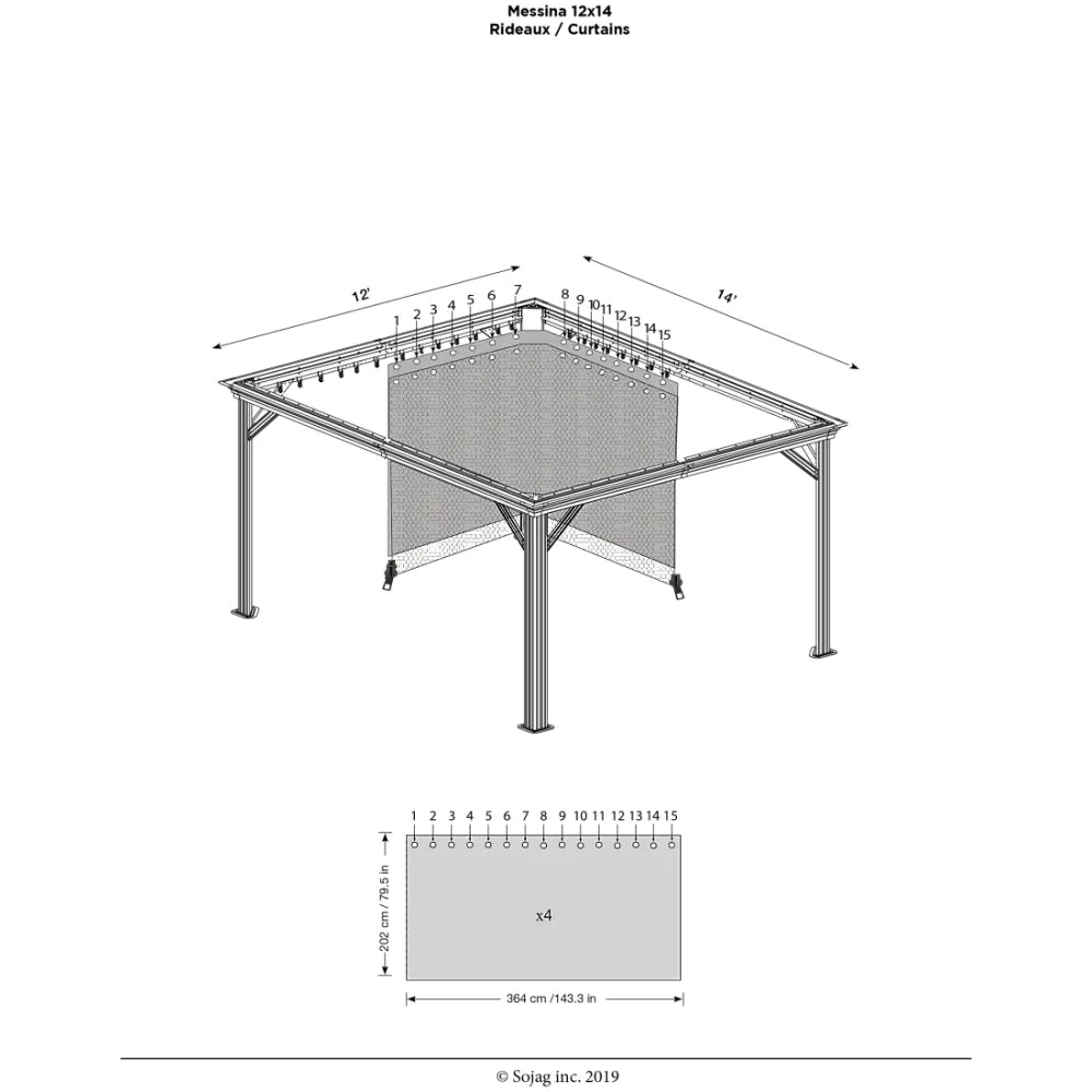 Sojag - Rideaux pour Monaco, Messine et Mykonos Gazebo