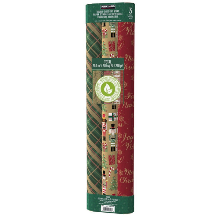 Kirkland signature - Lot de 3 emballages cadeaux double face