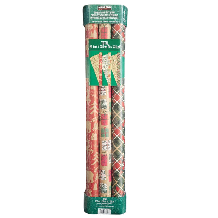 Kirkland signature - Lot de 3 emballages cadeaux double face