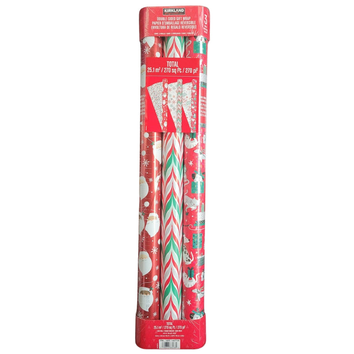 Kirkland signature - Lot de 3 emballages cadeaux double face