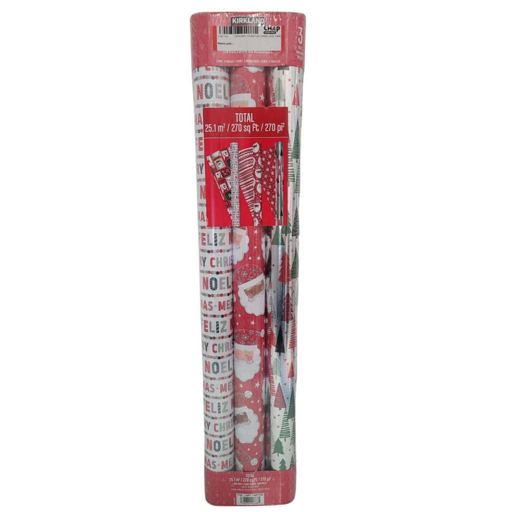 Kirkland signature - Lot de 3 emballages cadeaux double face
