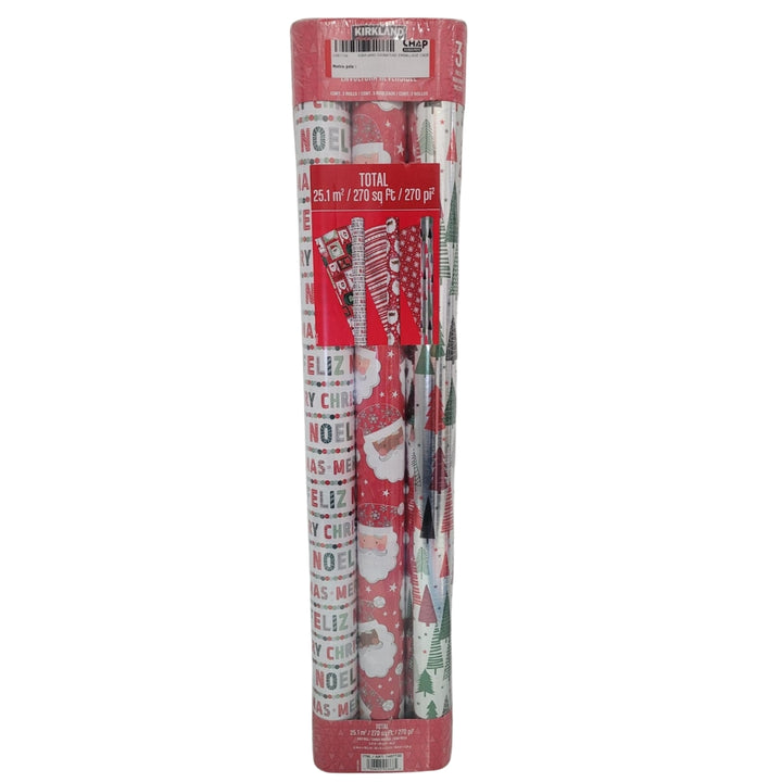 Kirkland signature - Lot de 3 emballages cadeaux double face