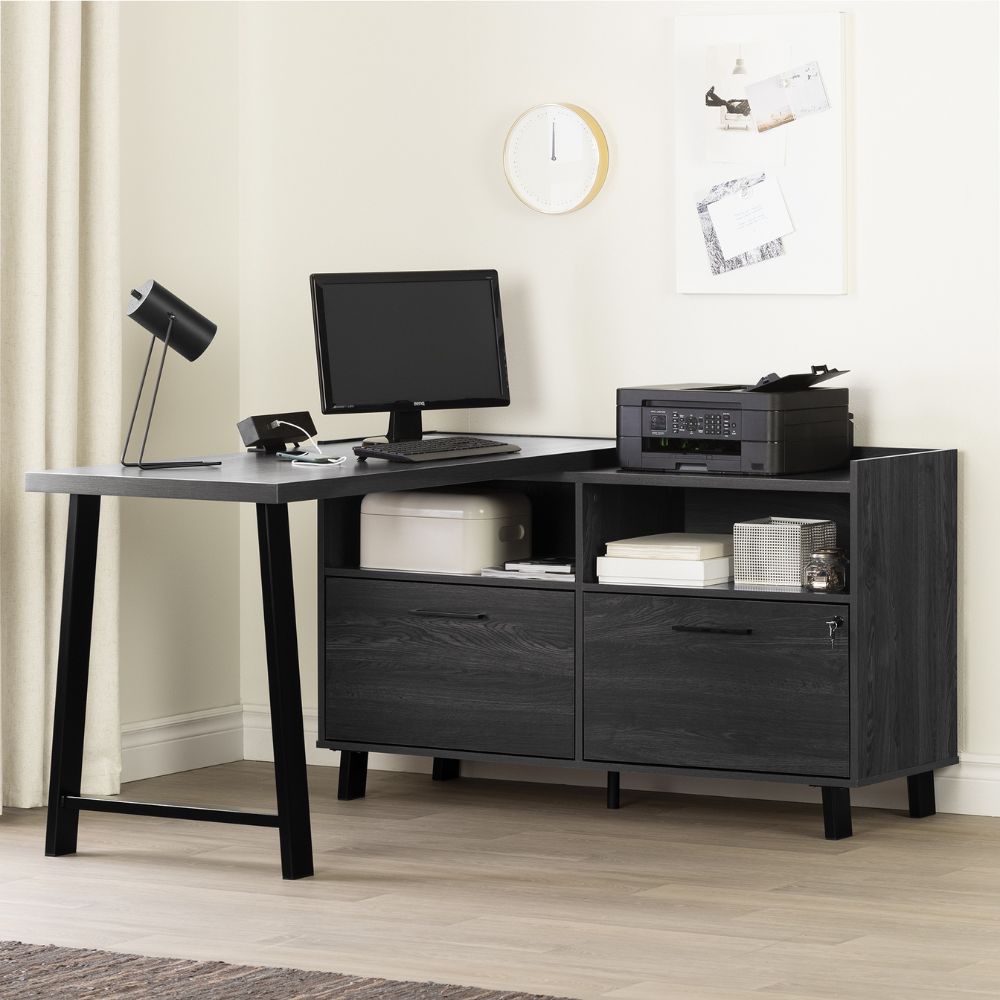 South Shore L-Shaped Desk with Power Bar
