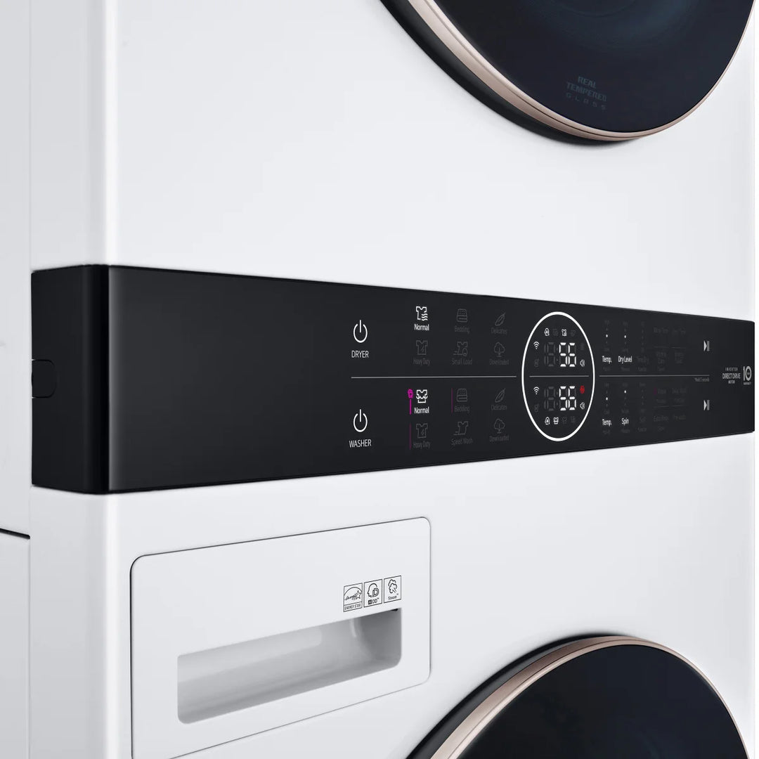 LG - Tour de lavage à chargement frontal, laveuse de 5,2 pi³ et sécheuse électrique de 7,4 pi³