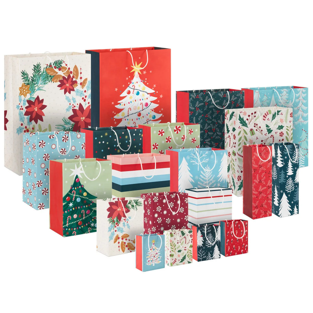 Hallmark - Sacs-cadeaux holiday recycle, 20 pièces