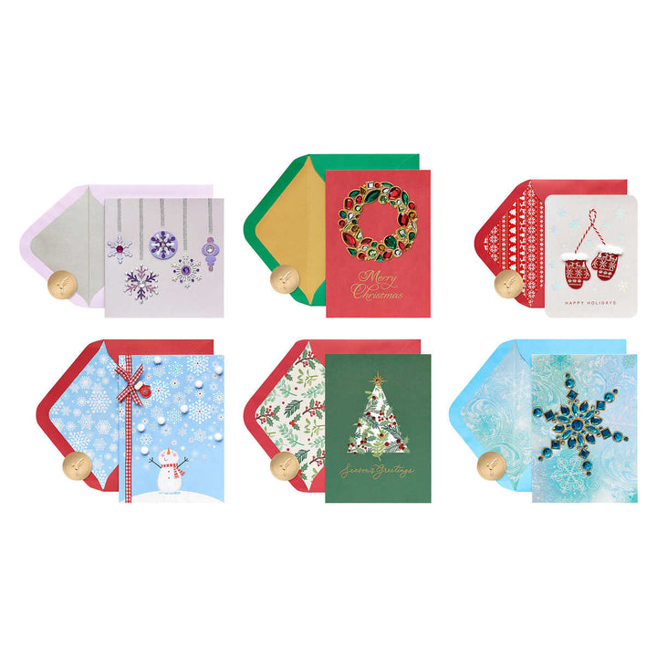 Papyrus Hand-Crafted Greeting Cards with Keepsake Box - Holiday Card Collection - 24-Pack