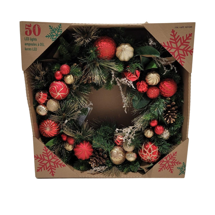 Holiday Wreath 50 LED Lights 30 in