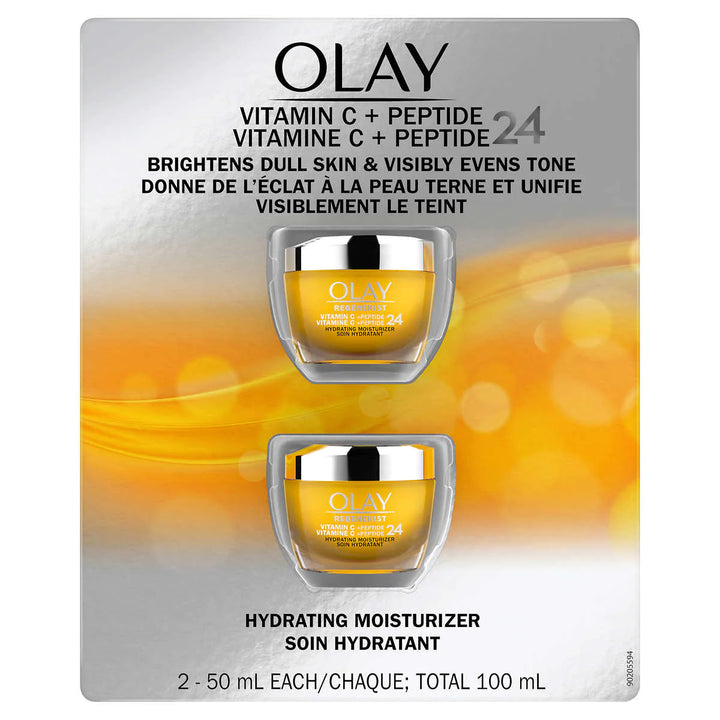 Olay Vitamin C + Peptide Replenisher 24 Hydrating Face Moisturizer - 2 x 50 ml