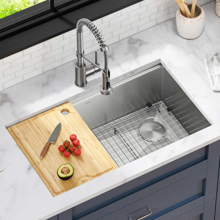 KRAUS - Évier encastré de 32 po avec robinet et accessoires
