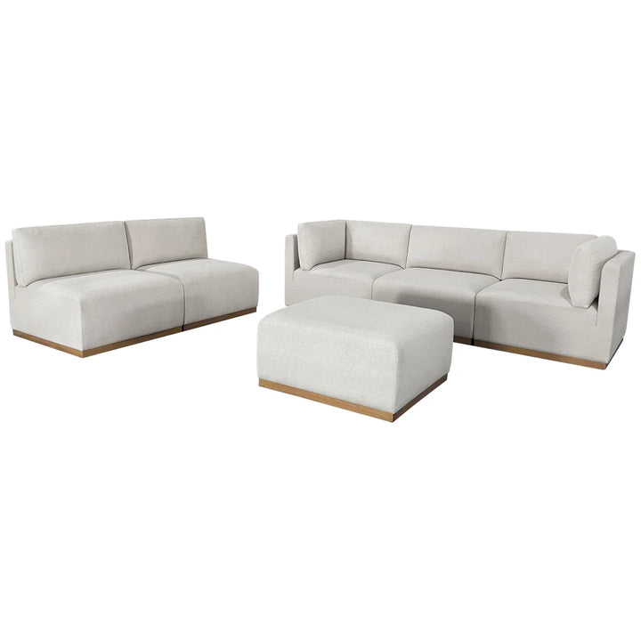Henredon - Sectionnel 6 pièces en tissu avec pouf