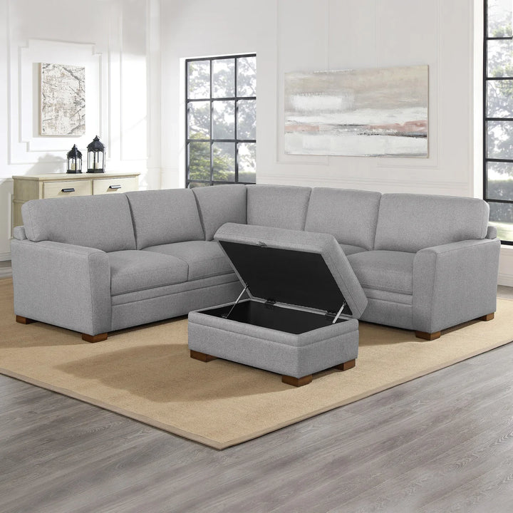 Thomasville Langdon - 3-Piece Fabric Sectional with Storage Ottoman