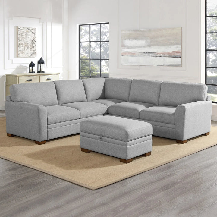 Thomasville Langdon - 3-Piece Fabric Sectional with Storage Ottoman
