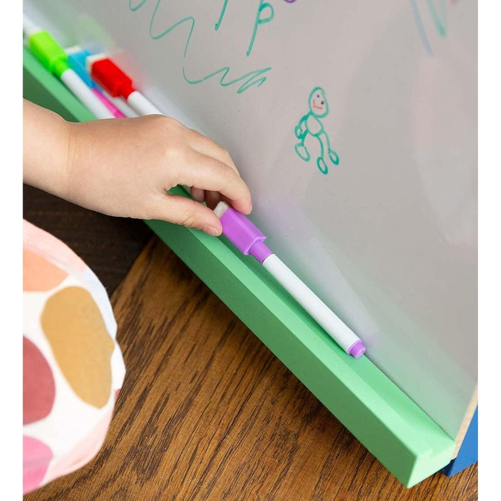 HearthSong 3-in-1 Foldable Tabletop Easel with Chalkboard and Whiteboard