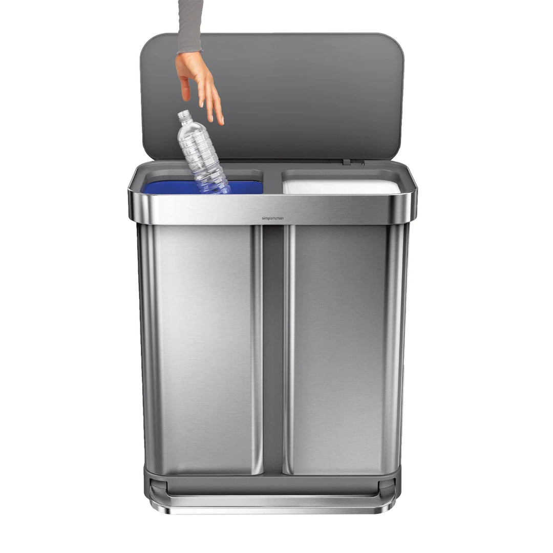 Simplehuman - Poubelle à pédale à double compartiment, 58L