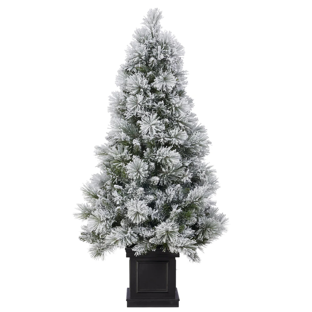 Pre-Lit Glitter Flocked Artificial Potted Christmas Tree