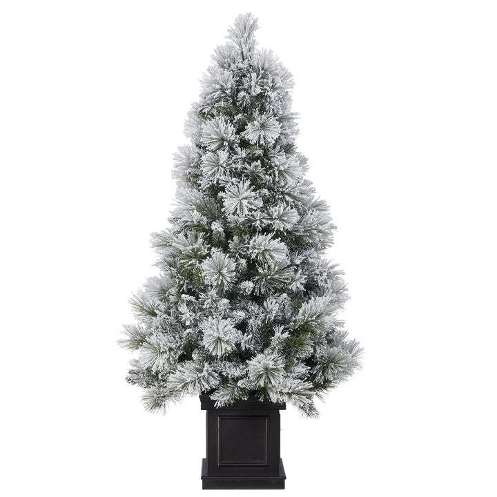 Pre-Lit Glitter Flocked Artificial Potted Christmas Tree