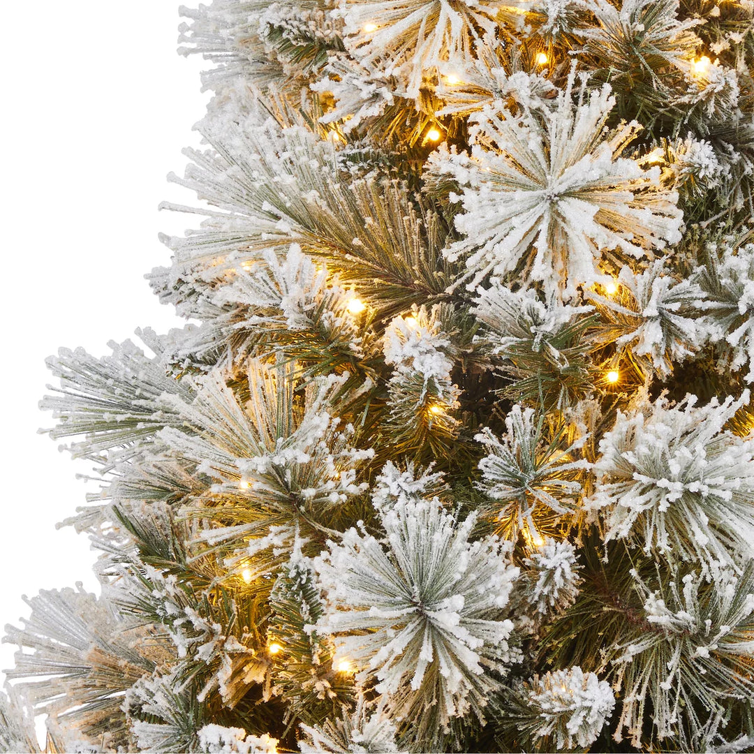 Pre-Lit Glitter Flocked Artificial Potted Christmas Tree