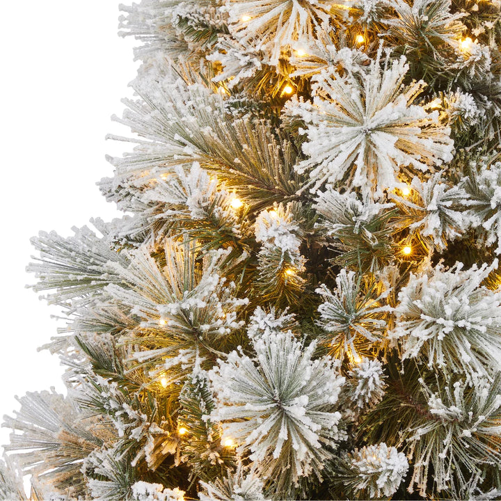Pre-Lit Glitter Flocked Artificial Potted Christmas Tree