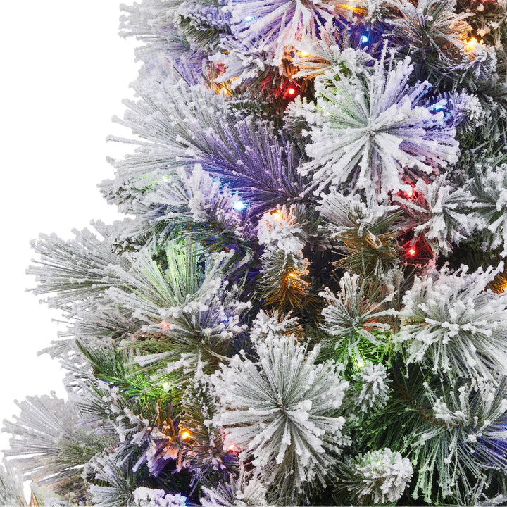 Pre-Lit Glitter Flocked Artificial Potted Christmas Tree