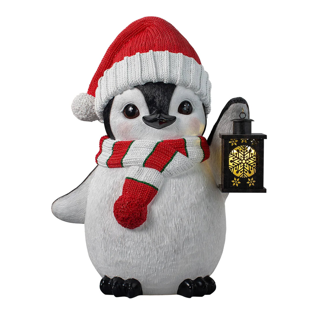 Christmas Pingouin Greeter with Lantern