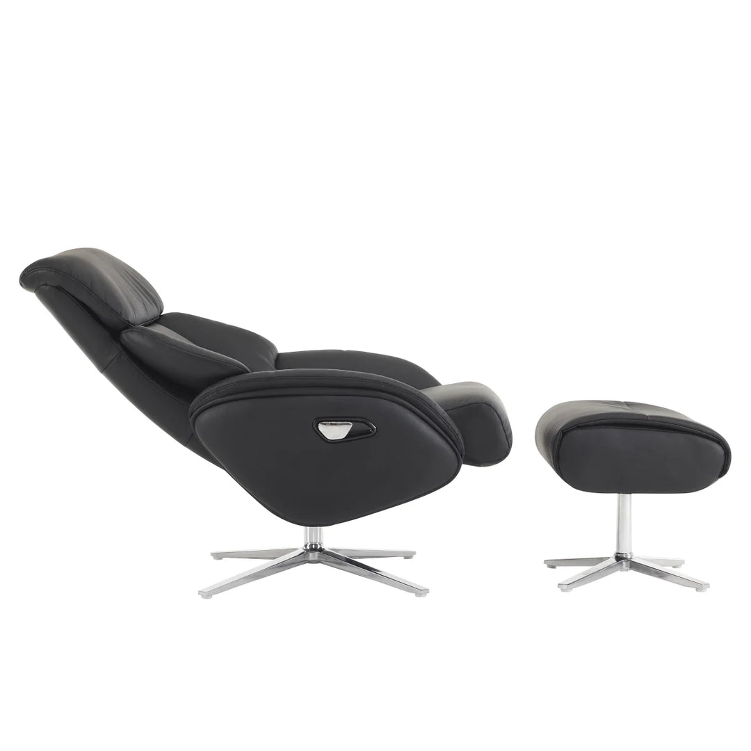 Dola Hills – Fauteuil inclinable en cuir pleine fleur avec ottoman