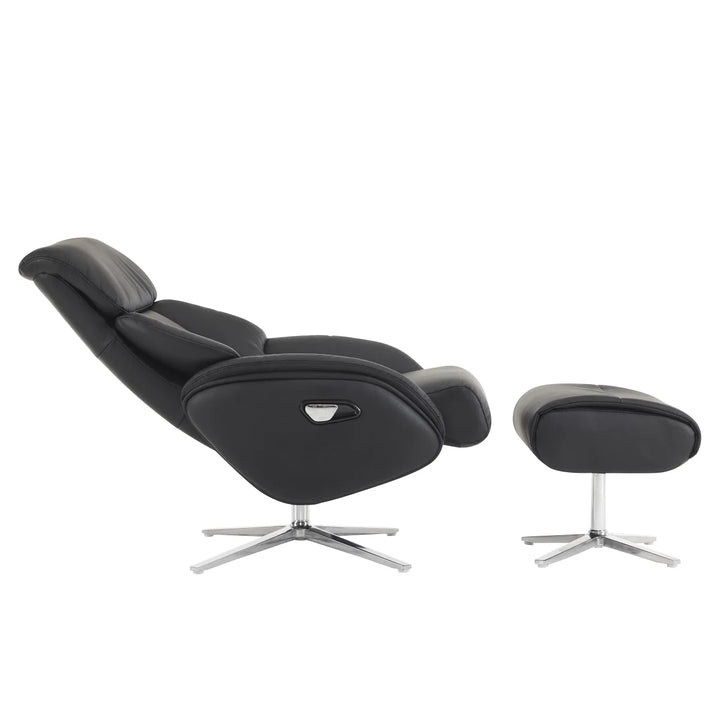 Dola Hills – Fauteuil inclinable en cuir pleine fleur avec ottoman