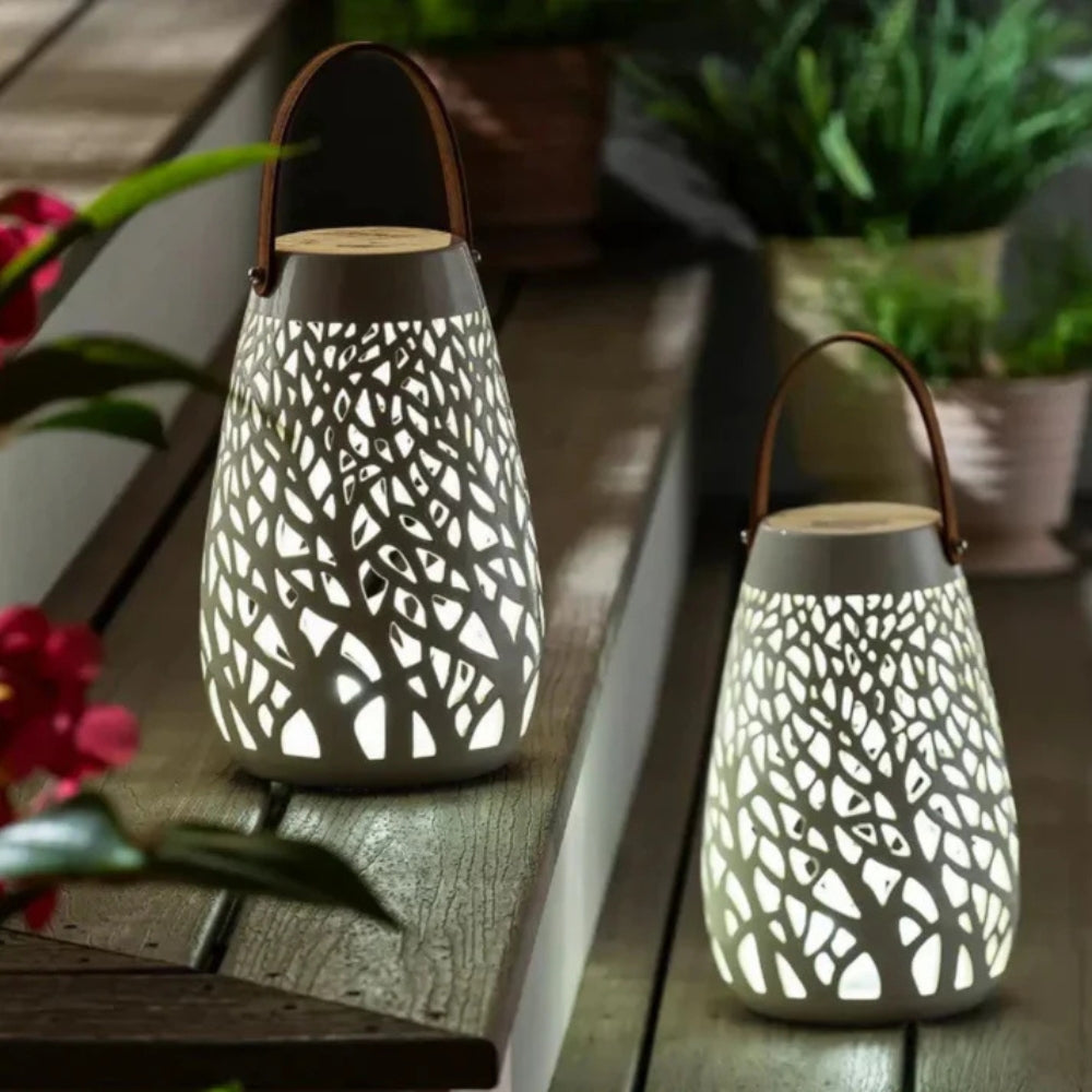 Evergreen LED Ceramic Lantern - 2-Pack