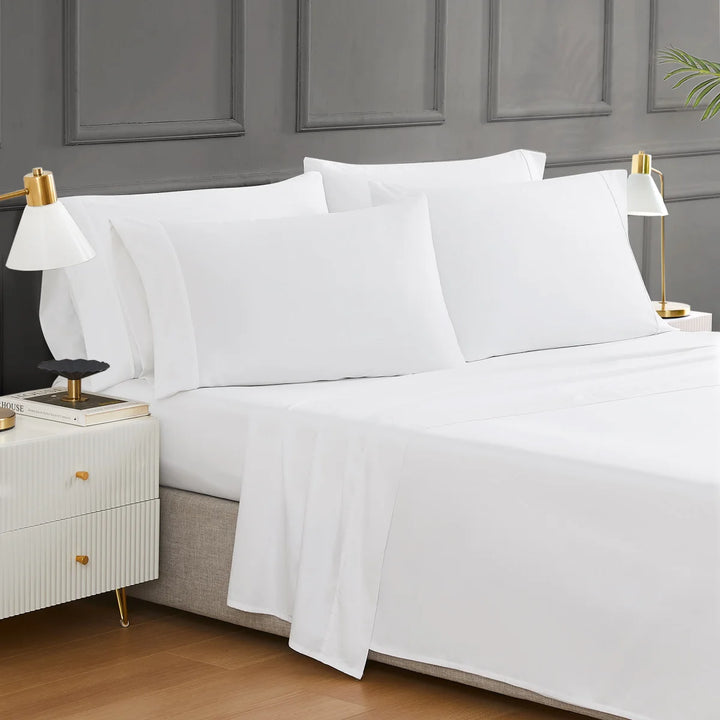 Hotel Signature - Ensemble de draps en coton égyptien, 6 pièces