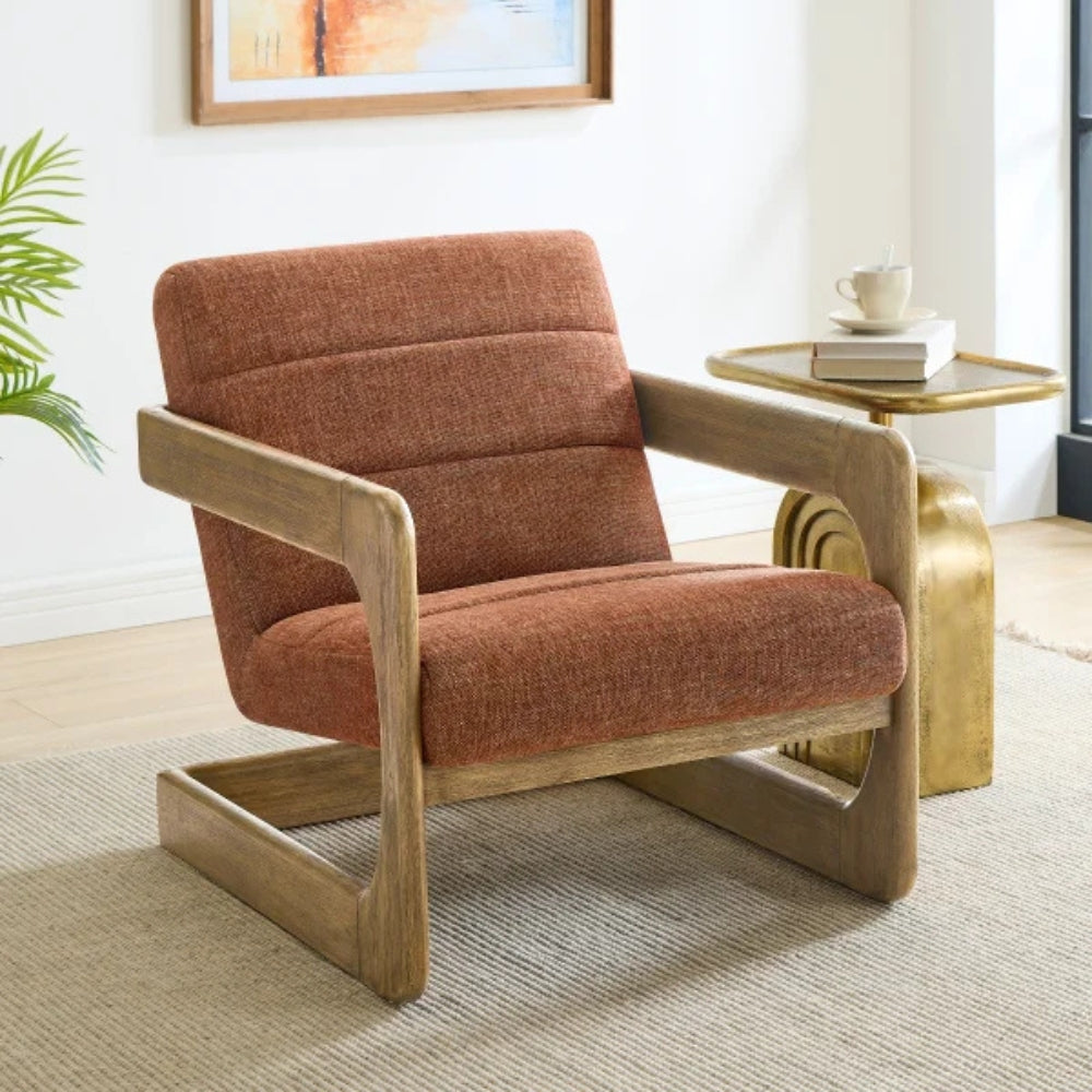 Thomasville – Fauteuil d’appoint en tissu avec base en bois