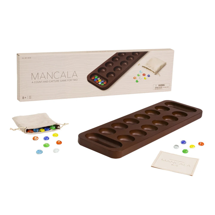 Mancala - Plateau de jeu en bois massif