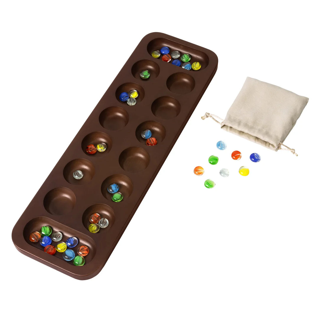 Mancala - Plateau de jeu en bois massif