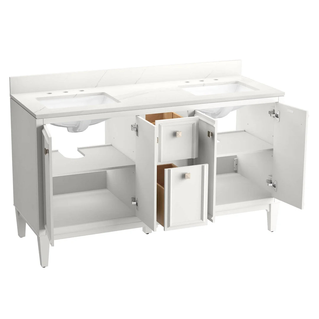 Kohler - 61 in White Vanity with Clave Quartz Countertop