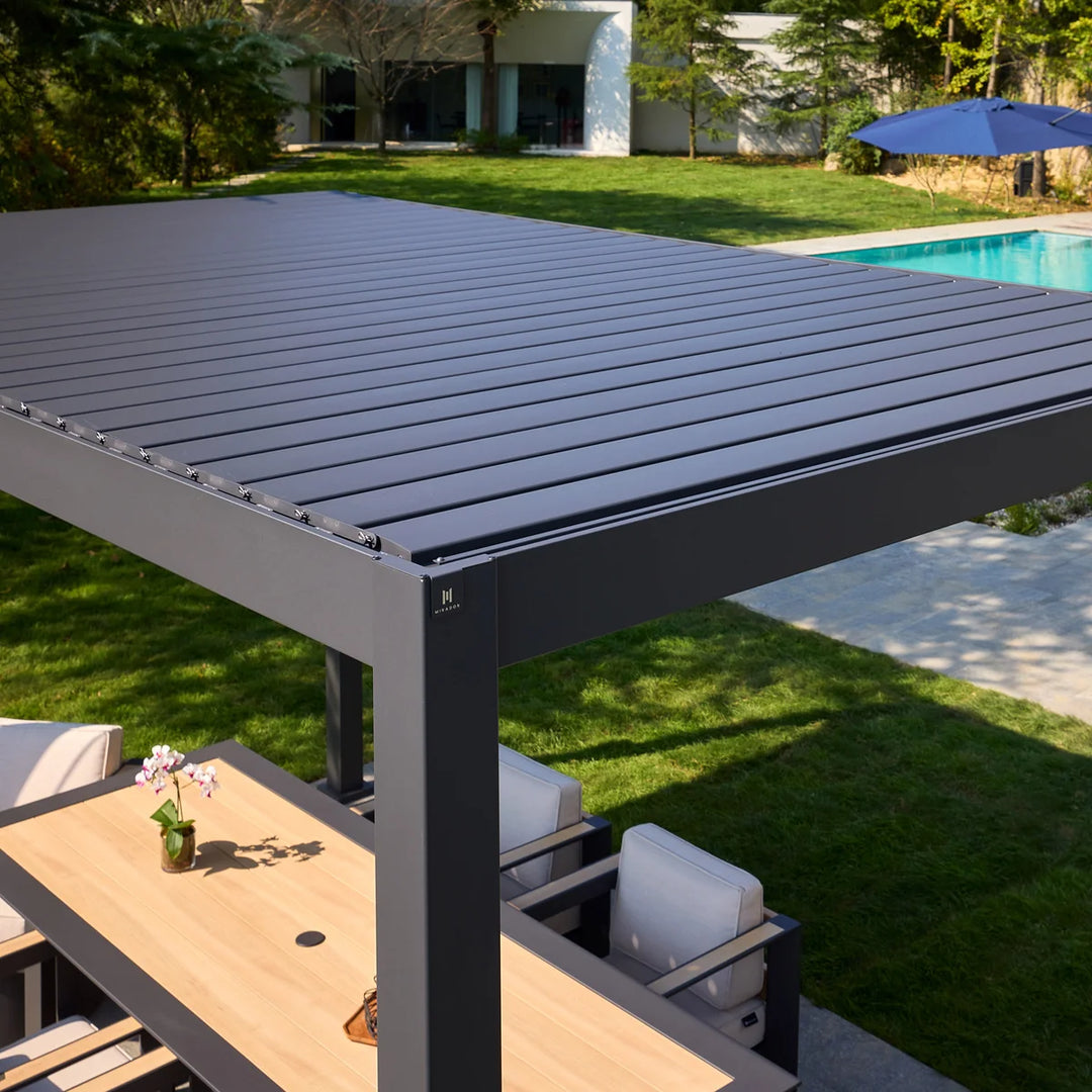 Mirador - Pergola réglable en aluminium persiennes, 8,8 pi x 14,4 pi