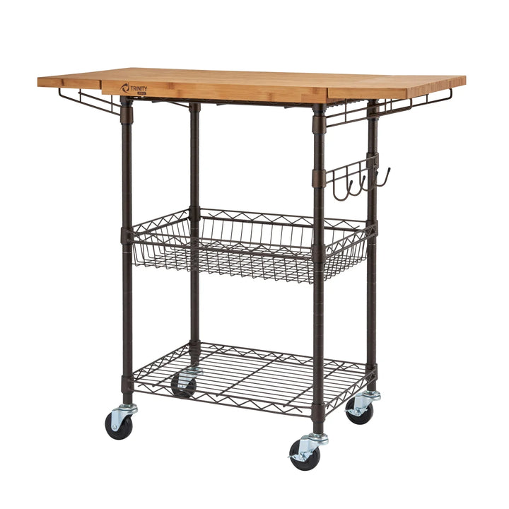 Trinity - Chariot de cuisine extensible en bambou Pro Storage