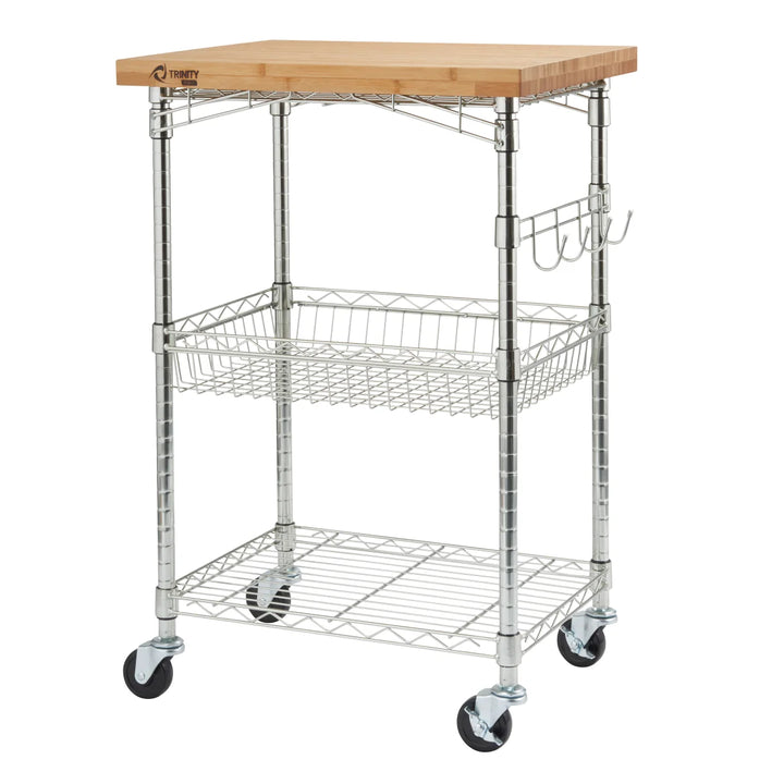 Trinity - Chariot de cuisine extensible en bambou Pro Storage