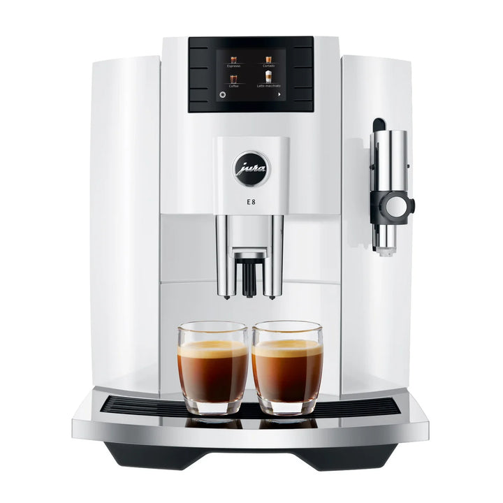 Jura E8 - Machine à espresso automatique avec récipient à lait, glacette et tube à lait en inox