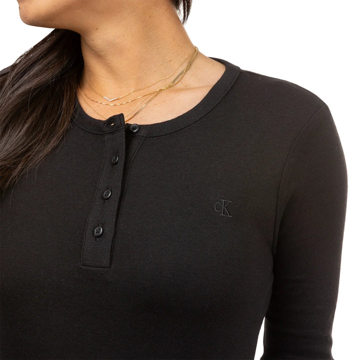 Calvin Klein - Chandail henley en maille à manches longues