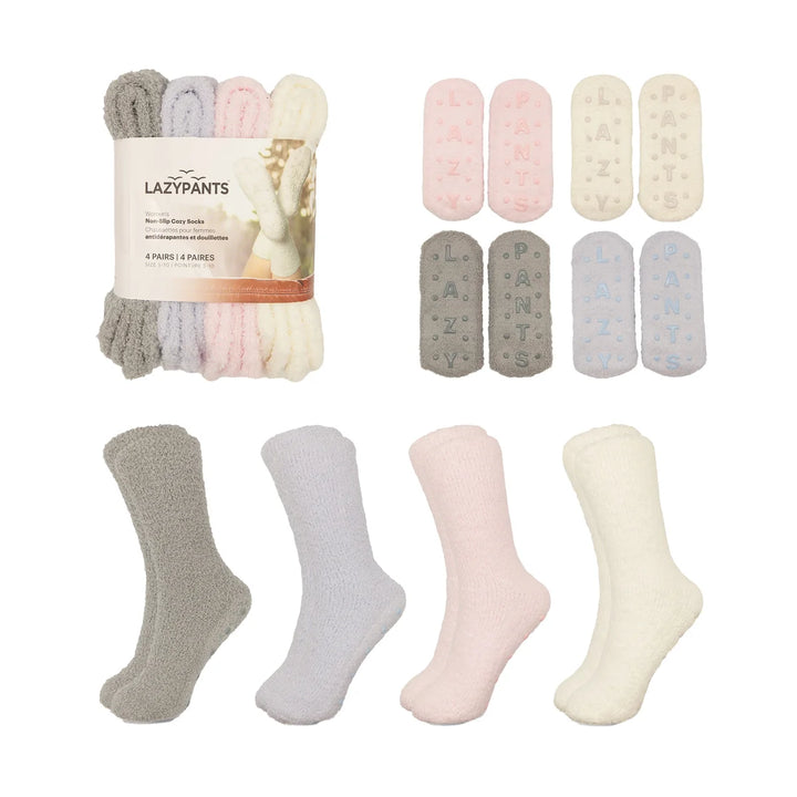 Lazypants - Chaussettes douillettes antidérapantes, 4 paires