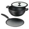 Tramontina - Deep Kadai and flat Tawa cast iron, 3 pieces
