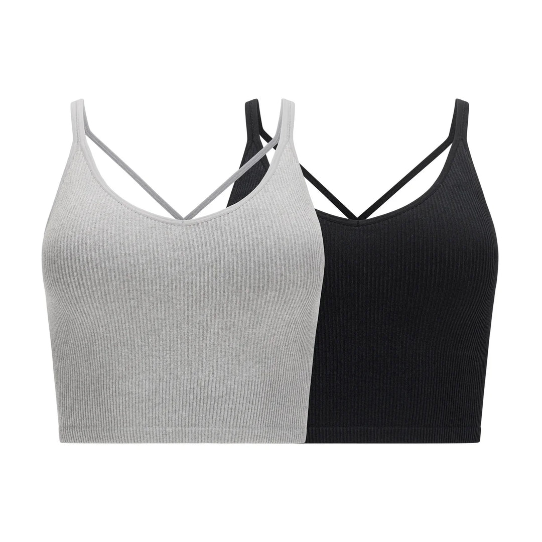 Lemon - Soutien-gorge de yoga côtelé, paquet de 2