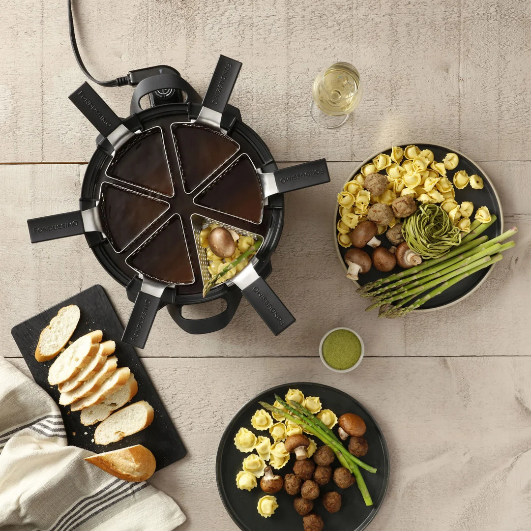 Fondussimo Electric Fondue Set with 6 Perforated Baskets