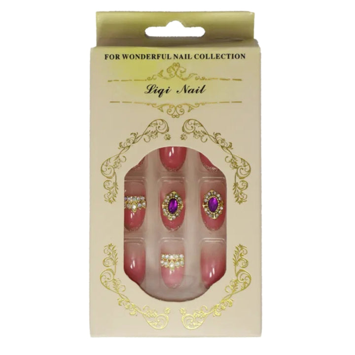 Press-On - Ongle carré arrondi à flocons blancs Flower Nail, 24 pièces