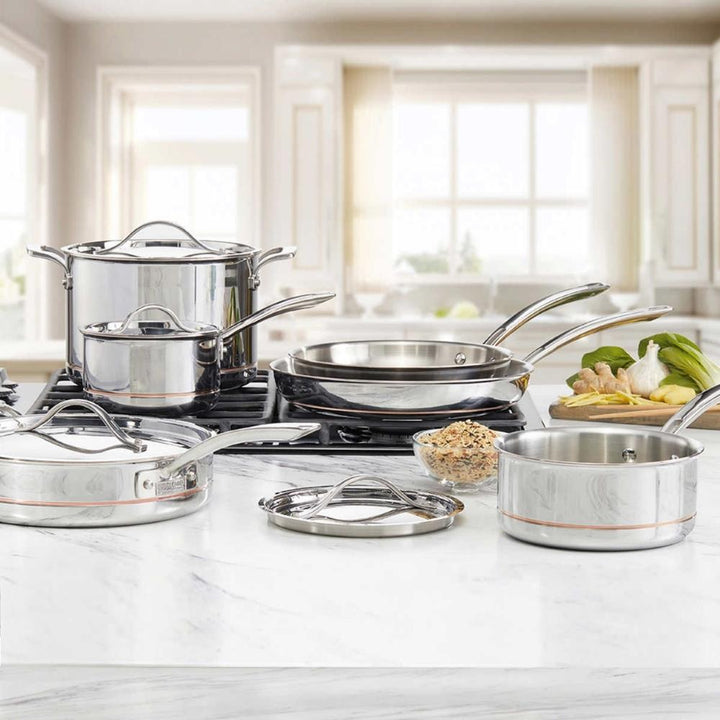 Kirkland Signature 10-Piece 5-Ply Stainless Steel Cookware Set