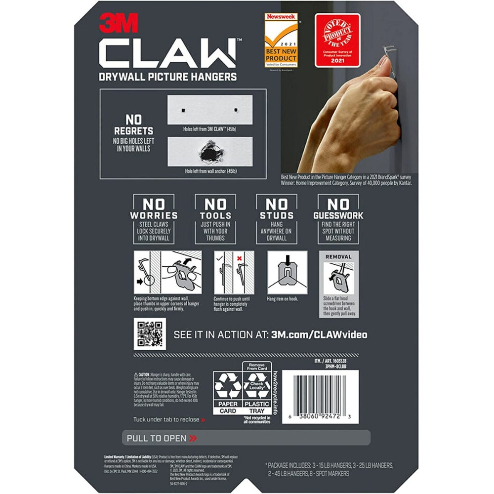 3M Claw Picture Hangers with Markers - Assorted 