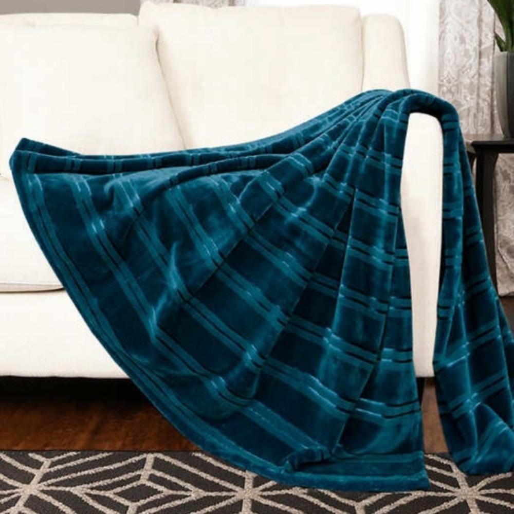 Life Comfort Striped Plush Throw